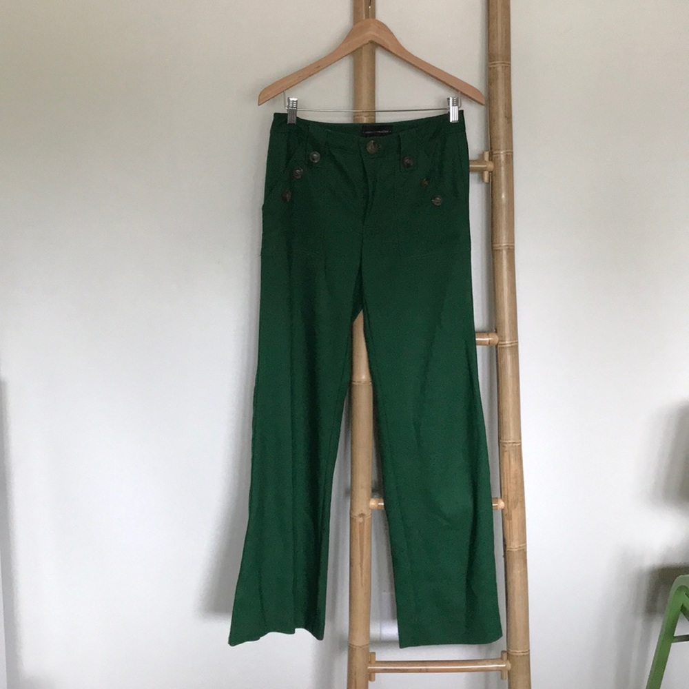 Anthropologie Emerald Green Wide Leg Trousers.
